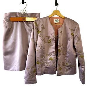 Vintage Jeffrey & Dara Evenings Purple Beaded 3 Piece Formal Set Size 12 Chic